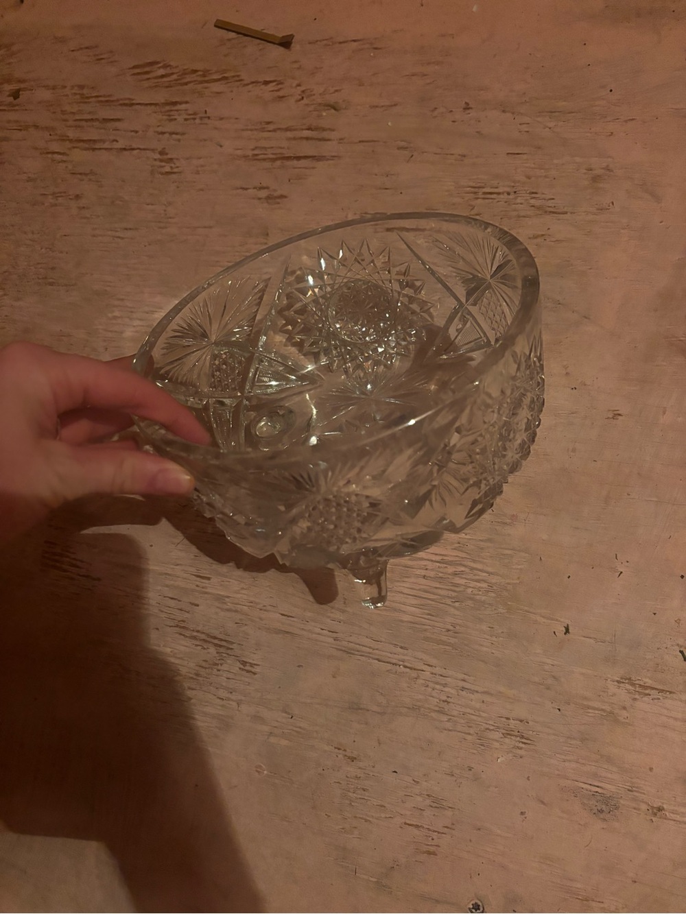Clear Cut Glass Footed Bowl - Decorative Crystal